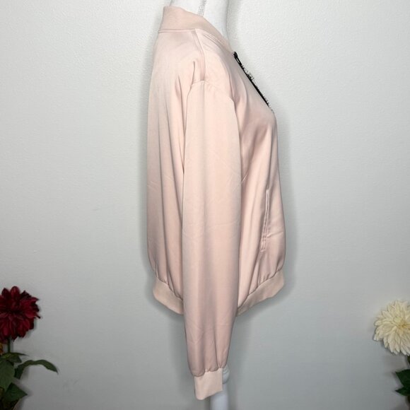 Lane Bryant Jacket Sateen Lace Soft Bomber Blush Pink Black Women’s Size 18/20 - Picture 2 of 6